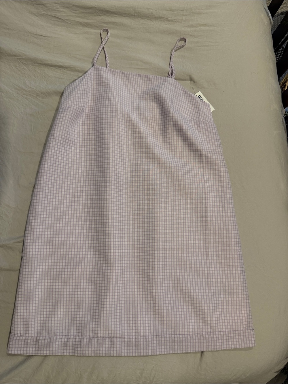 Old Navy Lavender Gingham Tie-Shoulder Dress